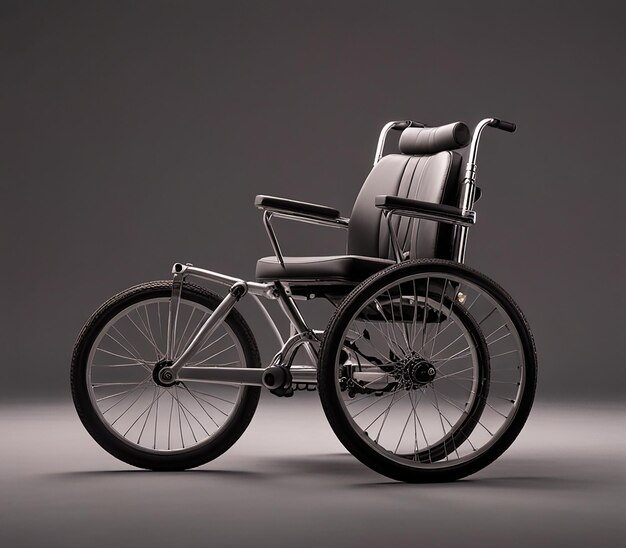 a black and silver wheelchair with the back wheel up