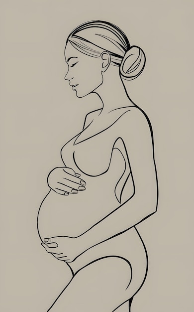 Black single line drawing of a pregnant woman