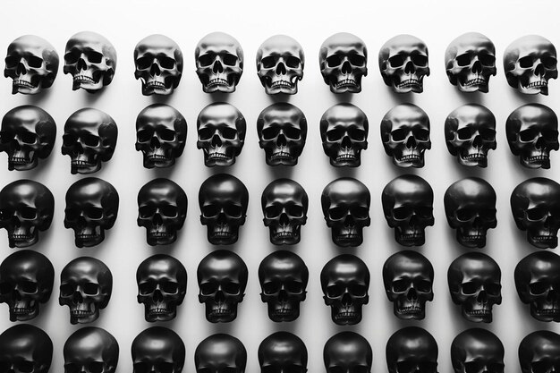 Photo black skulls on a white background