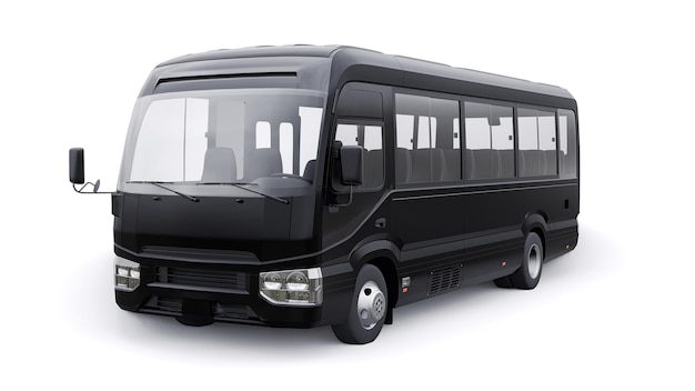 Black Small bus for travel Car with empty body for design and advertising 3d illustration