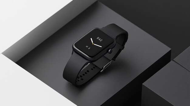 Photo a black smart watch with the power button on the left side