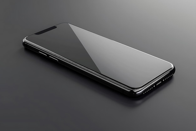 Black Smartphone on Grey Background 3D Illustration