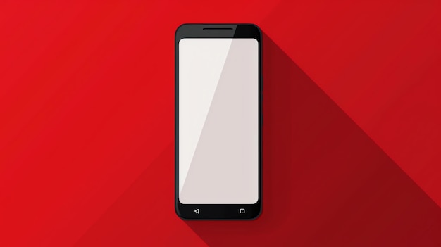 Black smartphone with blank screen on red background