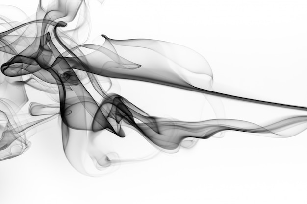 Black smoke abstract on white background, fire design