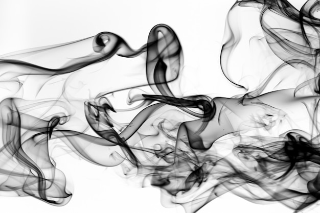 Black smoke abstract on white background, fire design