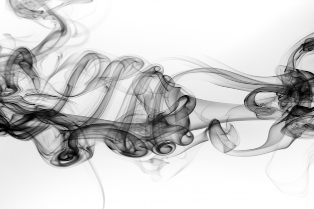 Black smoke abstract on white background, fire 