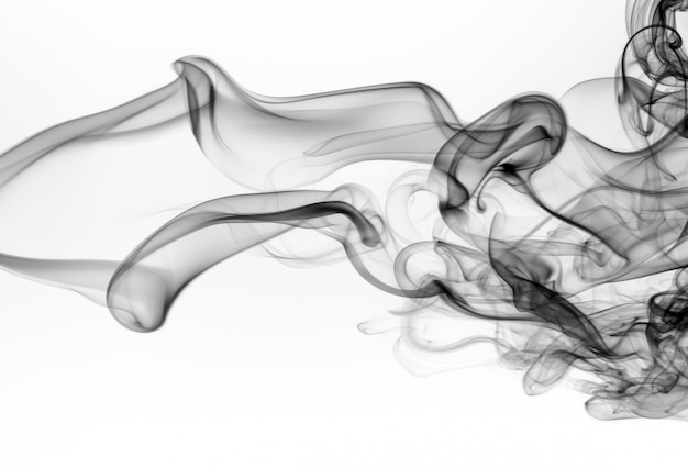 Black smoke abstract on white isolated. fire design