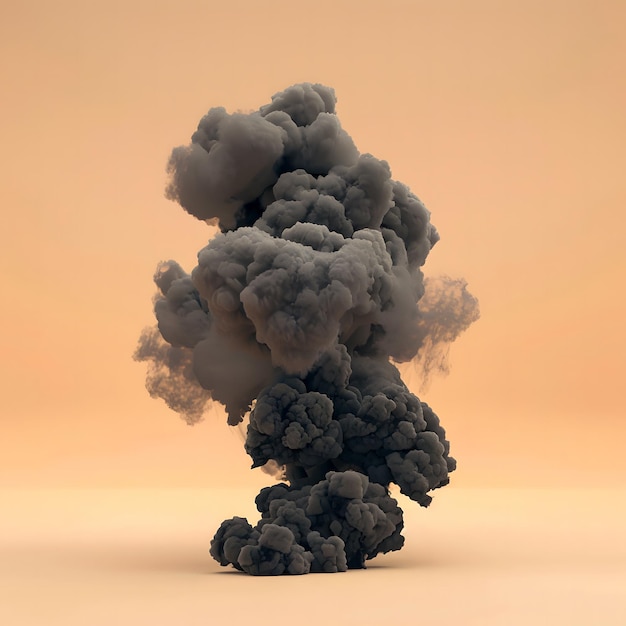 Black smoke cloud isolated on white background