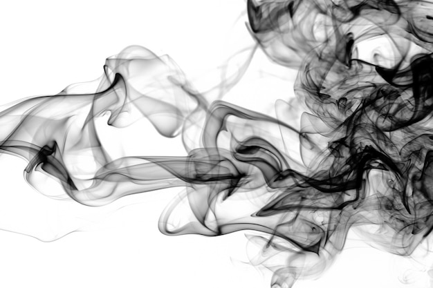 Black smoke movement on white background