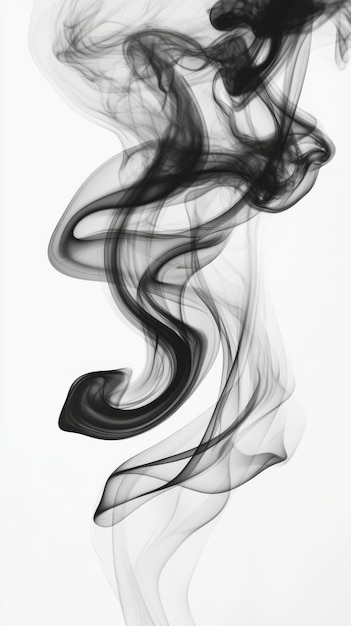 Photo black smoke swirls on white background abstract art elegant and mysterious concept