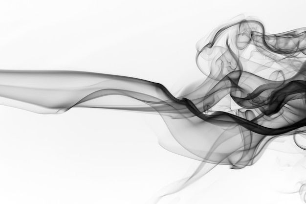 Black smoke on white background, abstract art, Movement of fire design