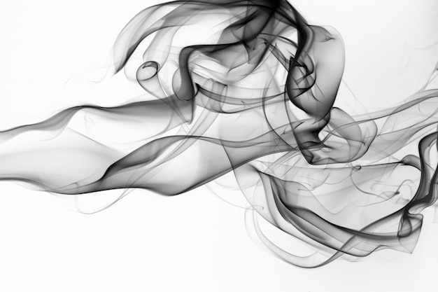 Black smoke on white background, Movement of fire 