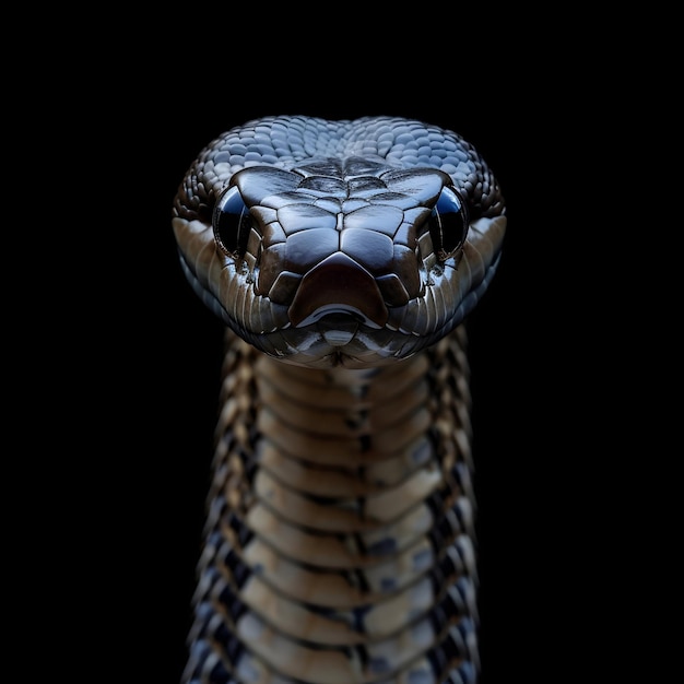 Photo black snake looking into the camera snake eyes reptile predator