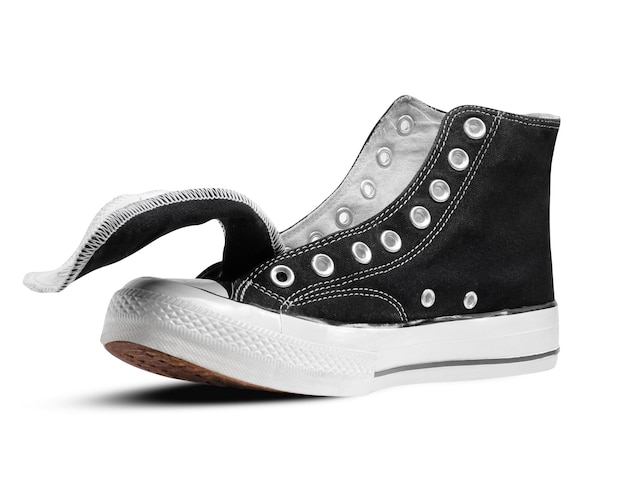 Photo black sneakers chucks taylor isolated on white background