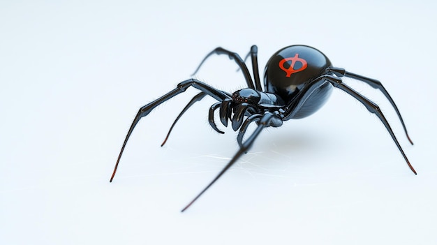 a black spider with a red cross on its head