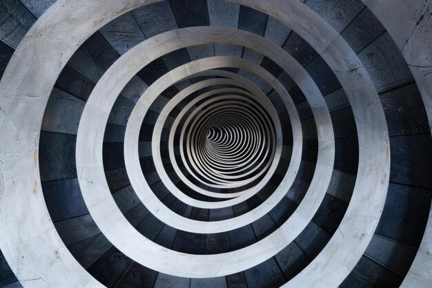 Photo black spiral optical illusion labyrinth in threedimensional perspective