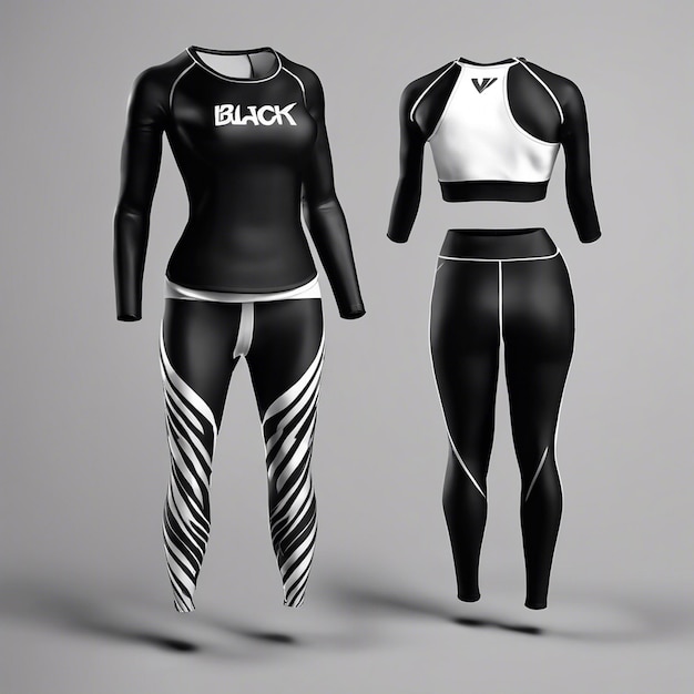 Black sports top and leggings mockup design