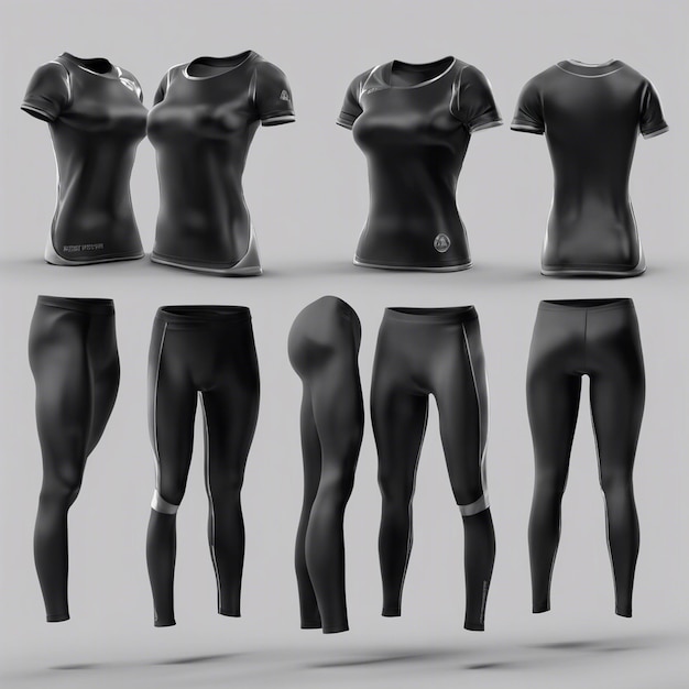 Black sports top and leggings mockup design