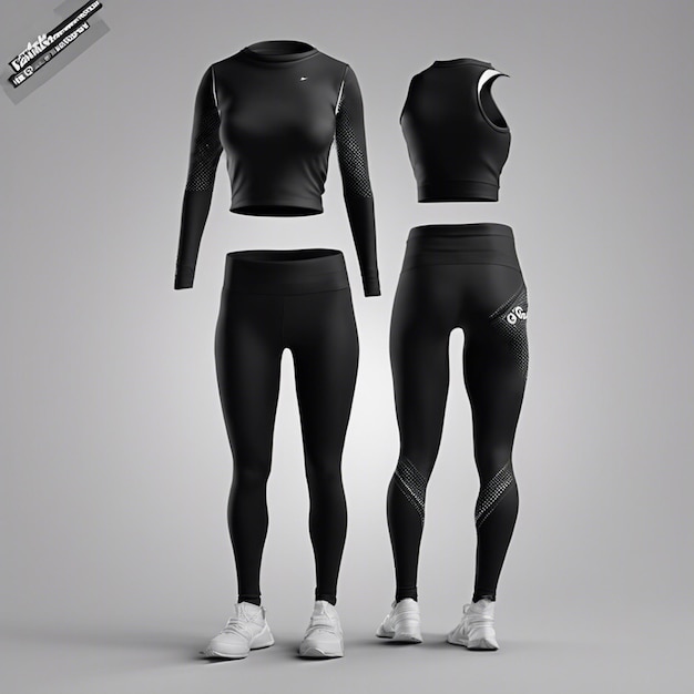 Black sports top and leggings mockup design