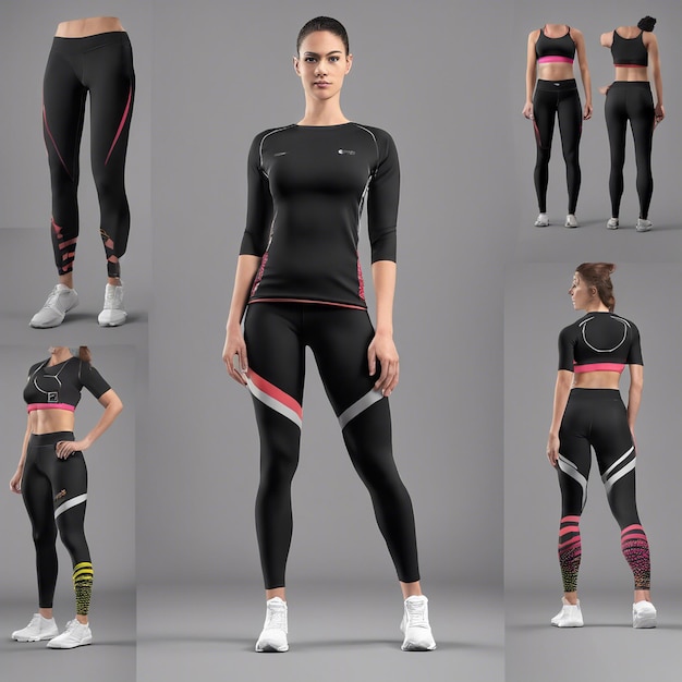 Black sports top and leggings mockup design