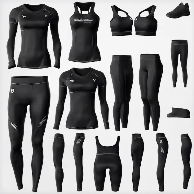 Black sports top and leggings mockup design