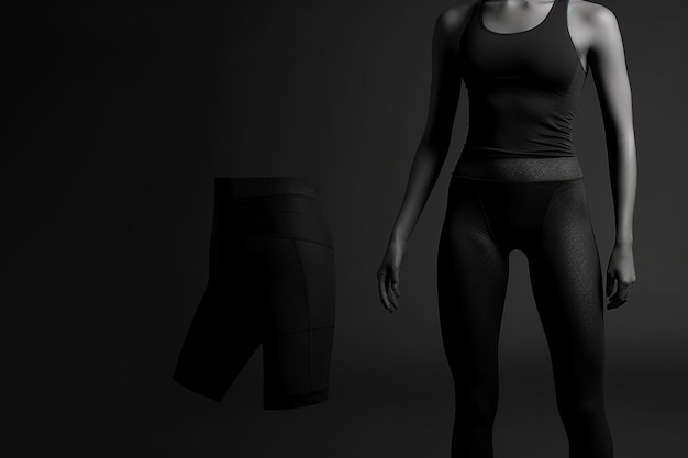 Photo black sports top and leggings mockup for modern activewear brands