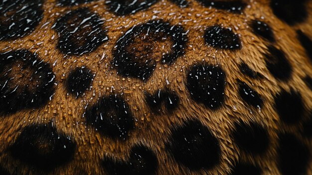 Photo the black spots on the fur of a leopard