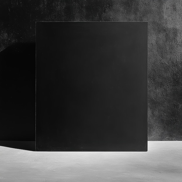 a black square is placed against a black wall