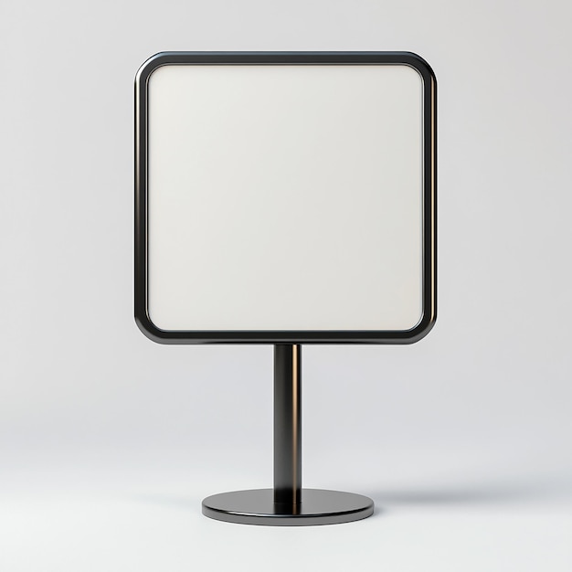 a black stand with a white screen that says quot the bottom right quot