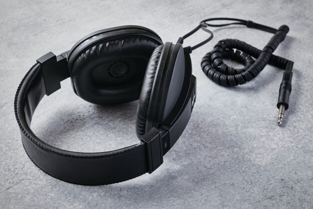 Black stereo high quality professional headphones