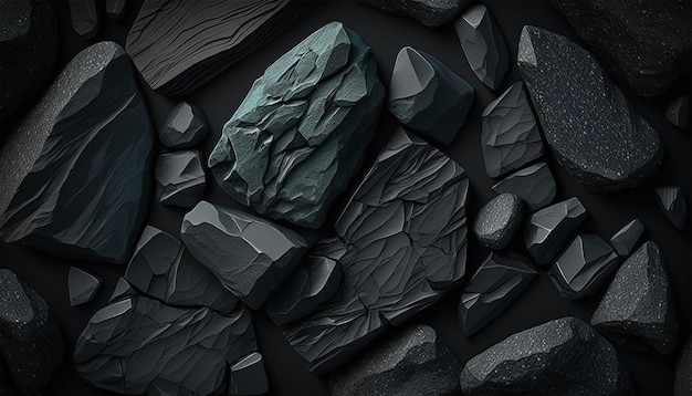 Black stone or rocks texture dark slate background