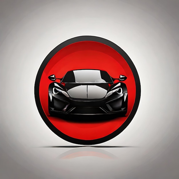 Photo black supercar silhouette in a solid circle