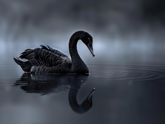 Black swan fog lake