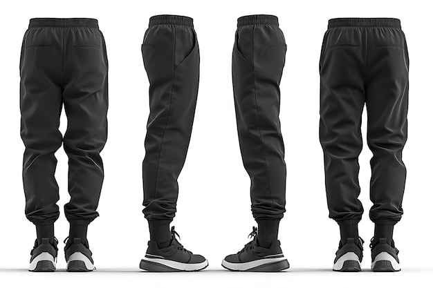 Black Sweatpants 3D Illustration with Sneakers