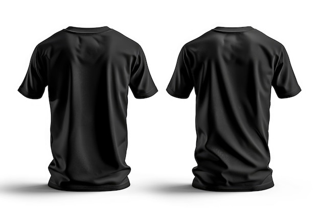 Black T shirt Blank Black T shirt front back isolated on white background