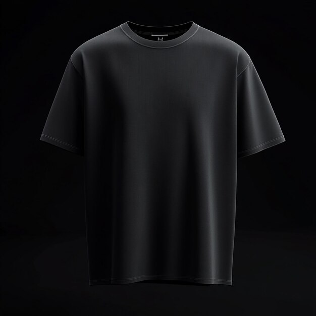 a black t shirt is hanging on a black background