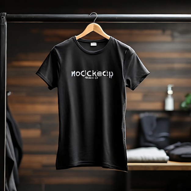 A black t shirt is hanging on a hanger with the word dope on it