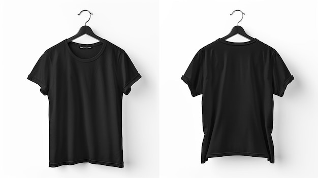 Photo a black t - shirt is hanging on a hanger