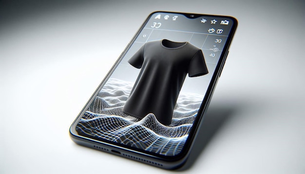 Photo a black t shirt is on a phone with a picture of a shirt on it