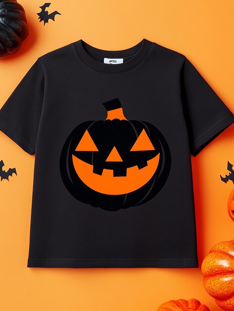 black t shirt mockup on halloween background