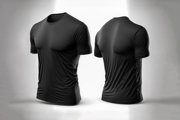 Black T shirt template empty mockup front and back view Generative AI