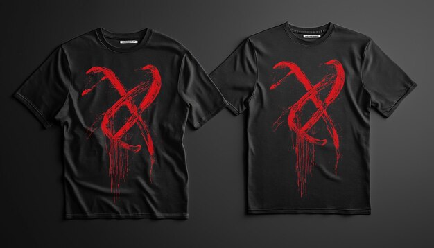 Photo a black t - shirt with a red letter x on the front