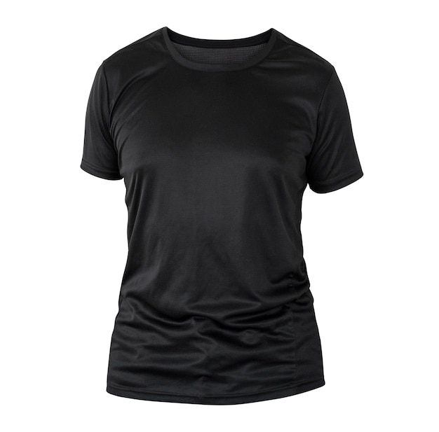 Black t-shirt with shiny material isolated