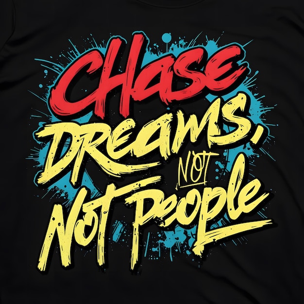 a black t - shirt with the words chase dreams on it