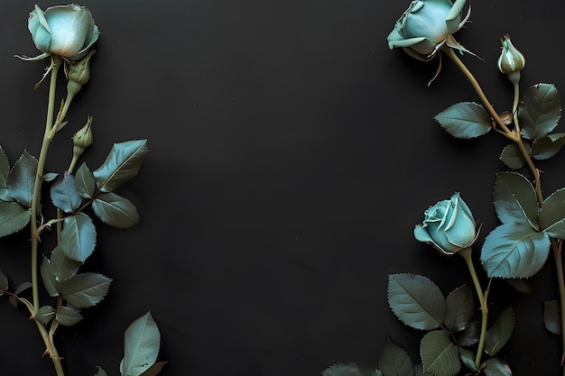 Photo a black table with flowers that say quot flowers quot on it