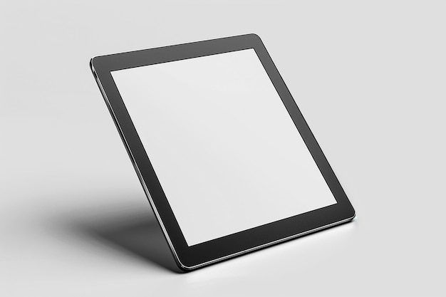 Photo a black tablet with a white screen that says  the screen