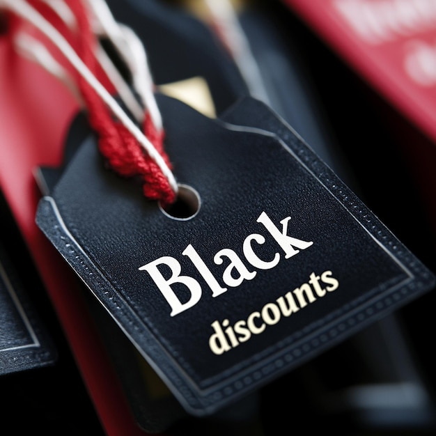 Photo a black tag that says black discounts