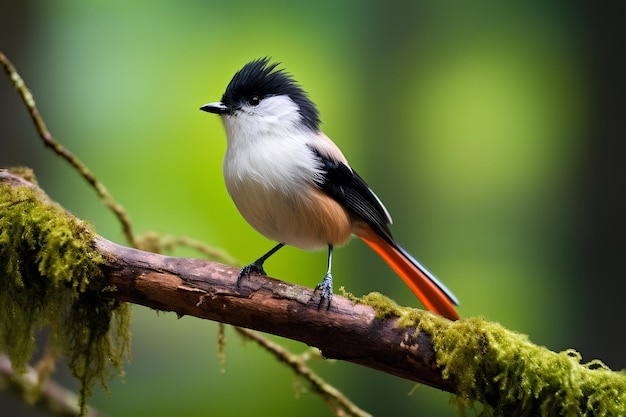 Black tailed tityra in natural forest environment Wildlife photography