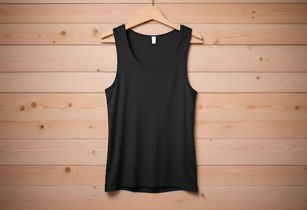 Photo a black tank top with a white tag that says t shirt