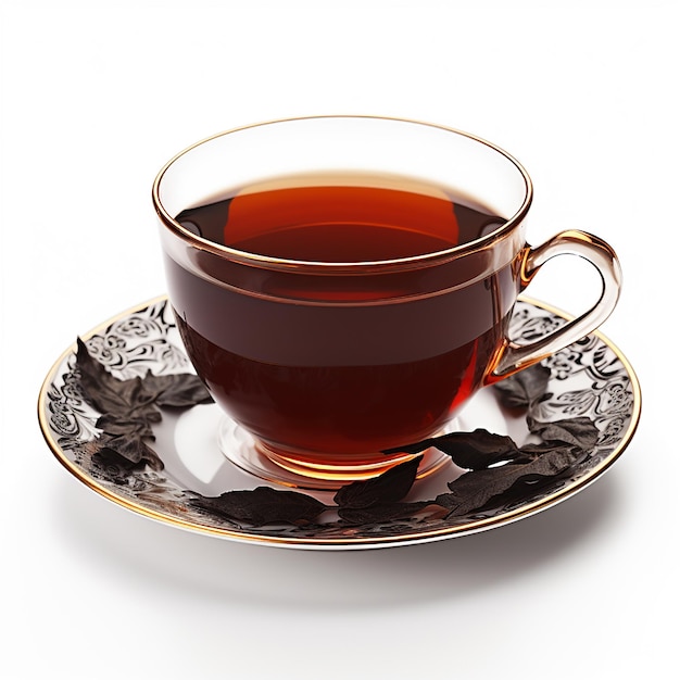 Black tea realistic lighting On a bright Background realistic lighting side view